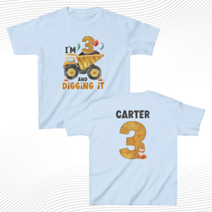 I'm 3 & Digging It Construction Birthday T Shirt For Boys